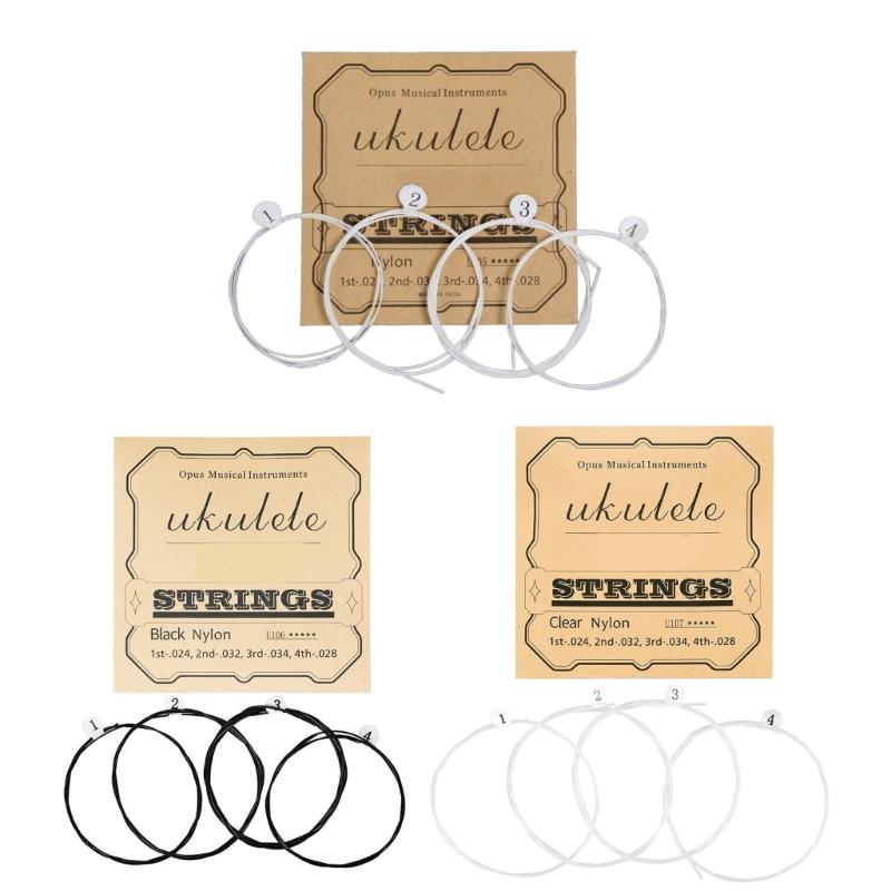 Nylon Ukulele Strings Tuning Replacement 4 Pack 4 Strings for Musical Instruments Easy for Beginners Easy on Fingertips
