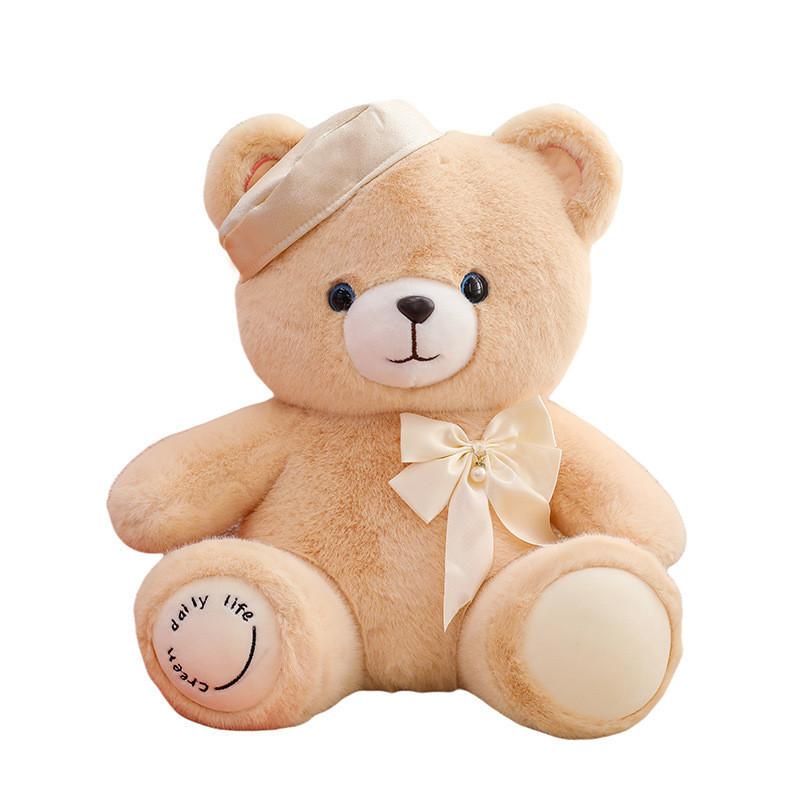 Wearing Beret Navy Teddy Bear Plush Doll Cute Bow Tied Perfect Gift Huggable