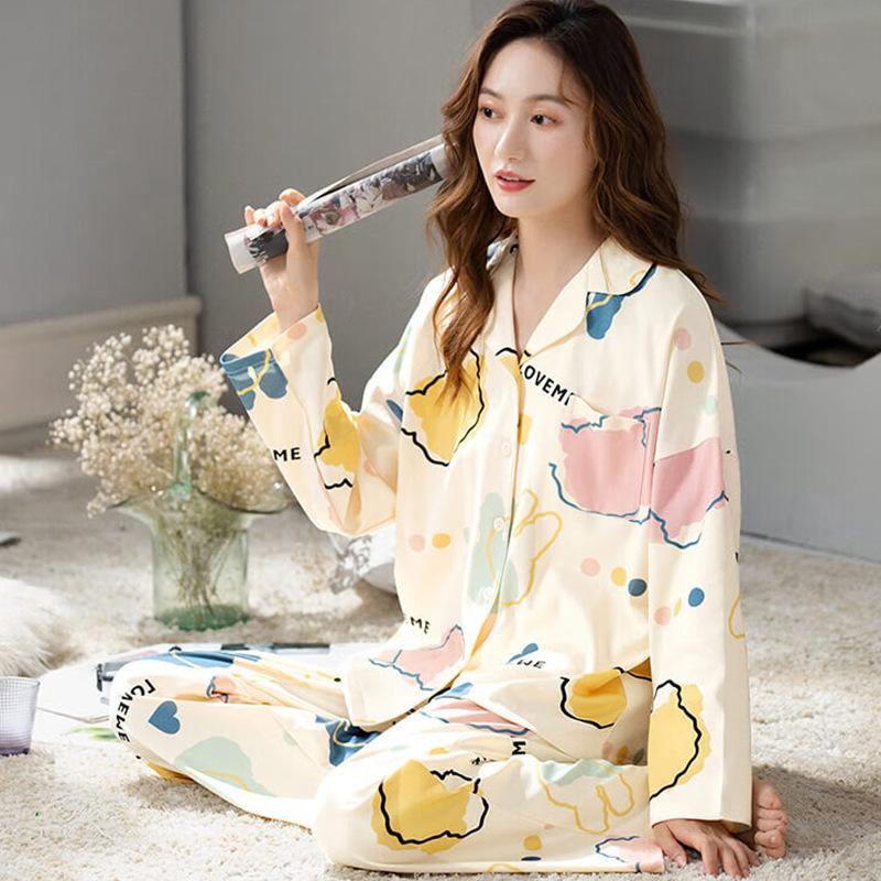 Imitation cotton pajamas women's long-sleeved trousers sweet and cute casual skin-friendly women's loungewear suit winter