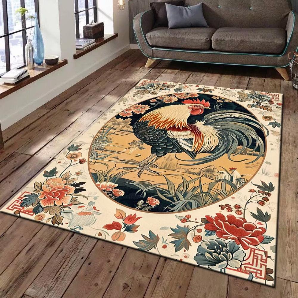 

American-style Large Rooster Living Room Carpet Nonslip Easy To Clean Sofa, Coffee Table Carpet Household Bedroom Bedside Mat 40x60cm