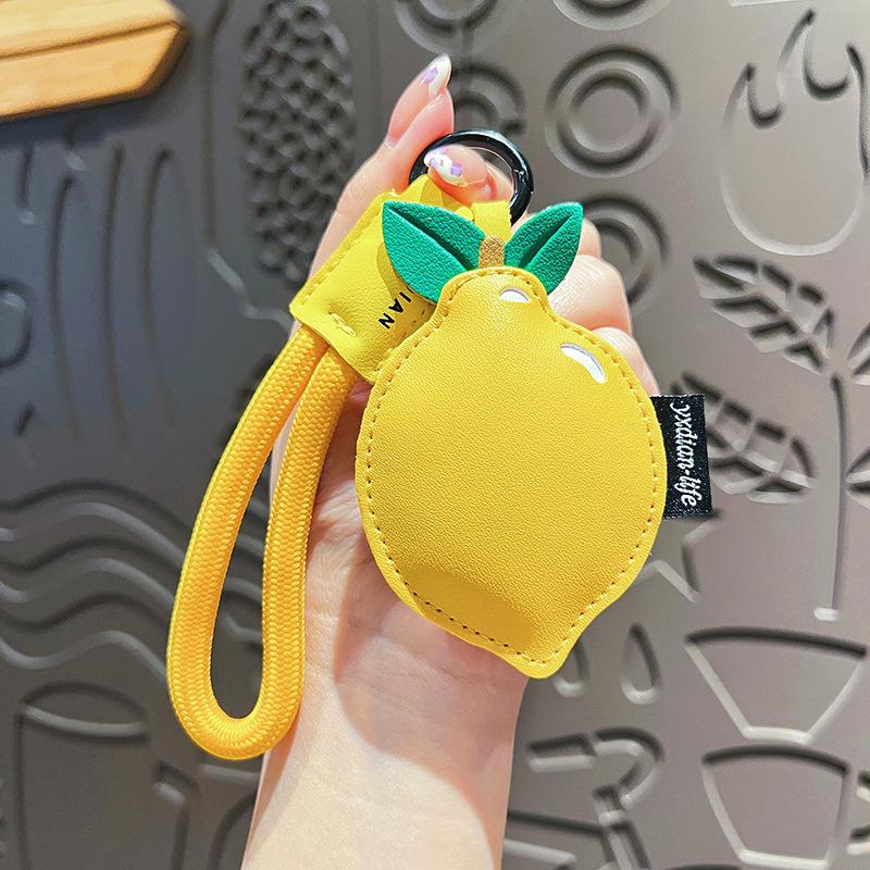 Creative Leather Fruit Keychain Cartoon Peach Lemon Cherry Keychain Pendant Exquisite Bags Hanging Accessories Girls Gifts