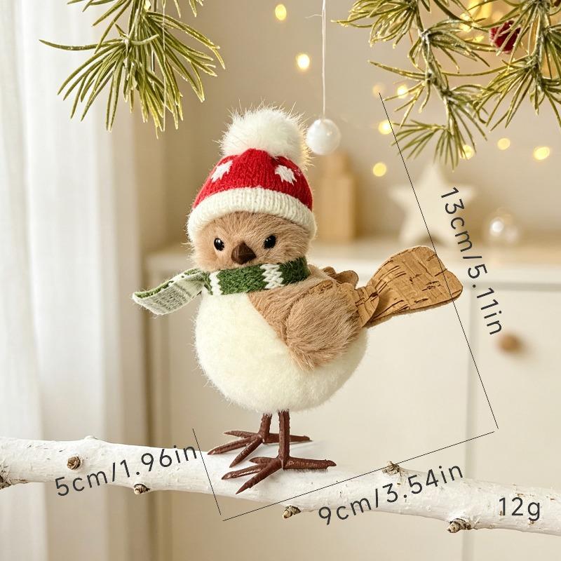 Nordic style Christmas bird cartoon doll creative branch bird, holiday party window decoration