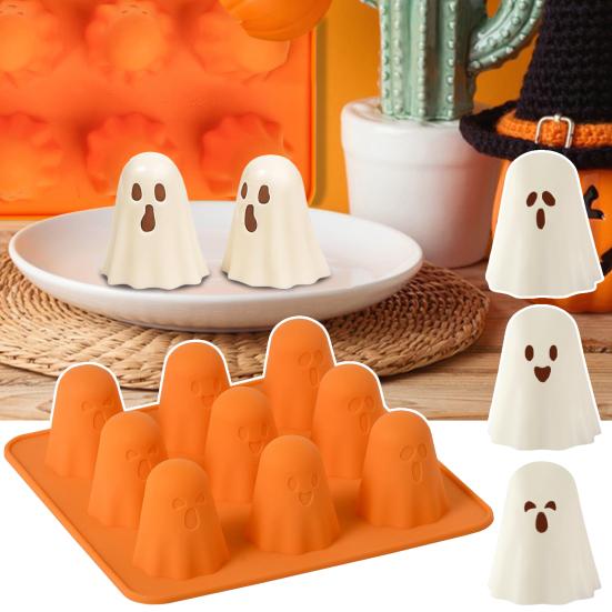Ghost Silicone Mold Set 3D Halloween Chocolate Mold Ice Cube Tray Heat Resistant Dessert Mold for Jelly Gummy Candy Pudding