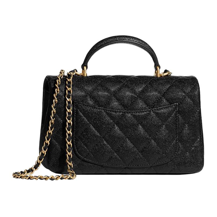 Chanel Classic Flap CF Grain Calfskin Chain Bag Handbag Mini Women's Black AS2431-B05607-94305