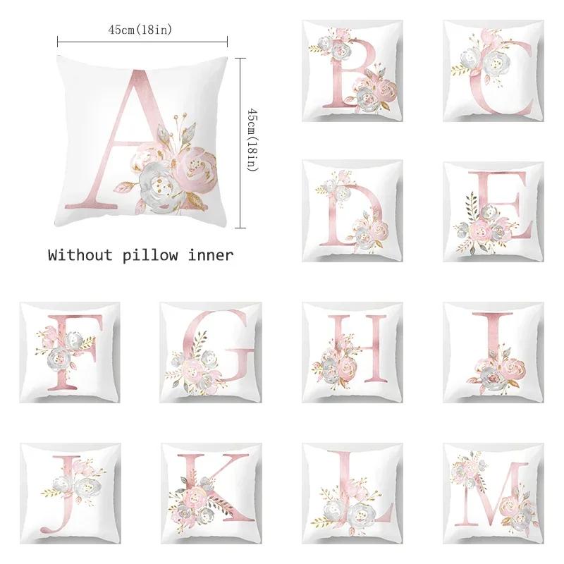Pillow Cover Decorative Pink Letter Printed Cushion Covers 45*45 Pillowcase Sofa Cushions Polyester Cuscini Decorativi