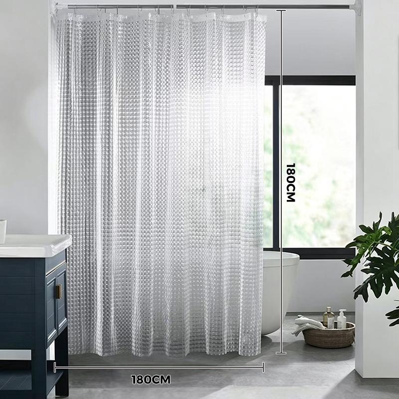 PEVA Klare Kiesel Duschvorhang Liner Wasserdicht Geruchlos Waschbar Badewannen Trennwand für Hotel Gäste Badezimmer A1  180X180CM white