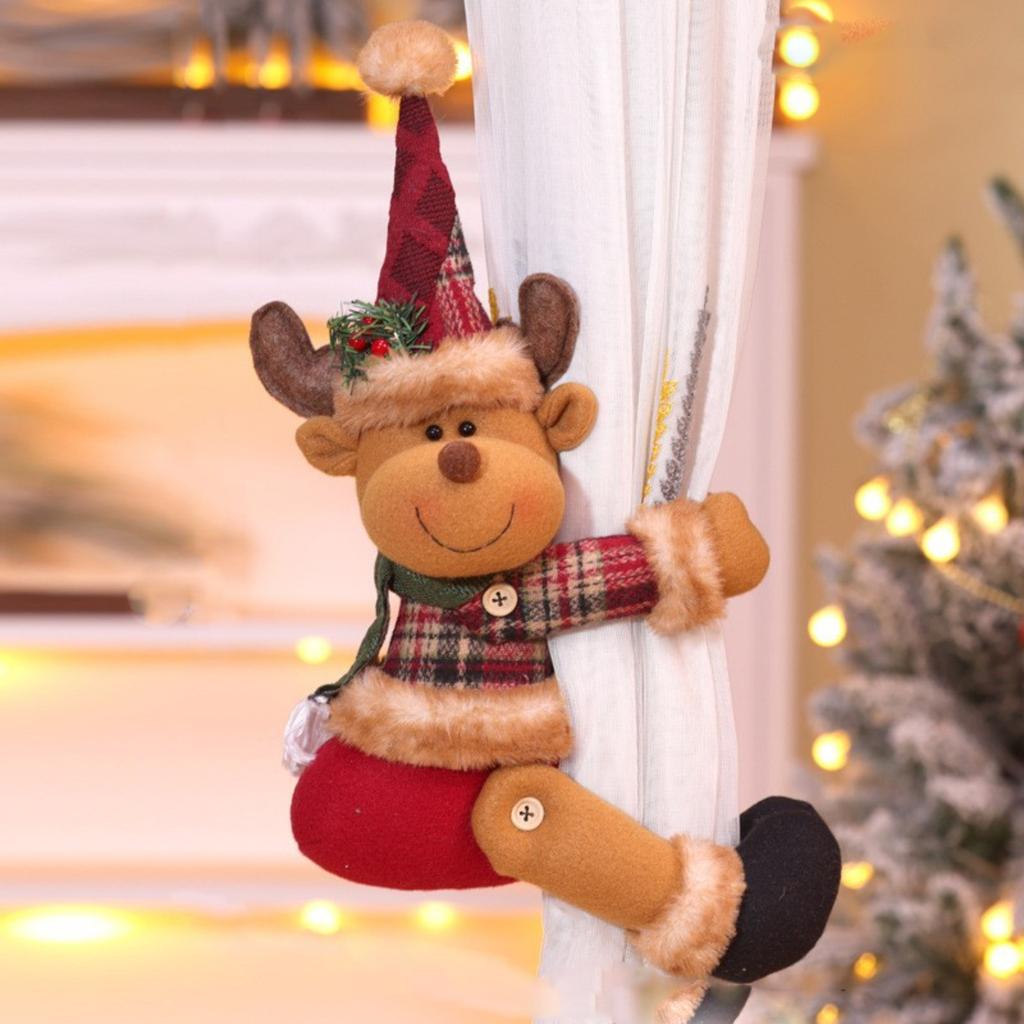 Christmas Curtain Buckle Decoration, Christmas Creative Curtain, Elderly Person, Snowman, Cartoon Doll Buckle