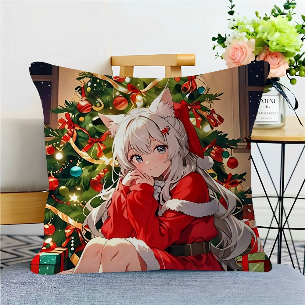 Christmas Anime Girls Pillowcases Home Bedding Decorative Pillow Cover Wedding Super Soft Pillow Case