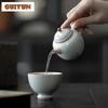 110ml Antique Azure Glazed Ceramic Teapot Handmade Small Pot Tea Brewing Kettle with Filter Tieguanyin Chinese Tea Set Craft