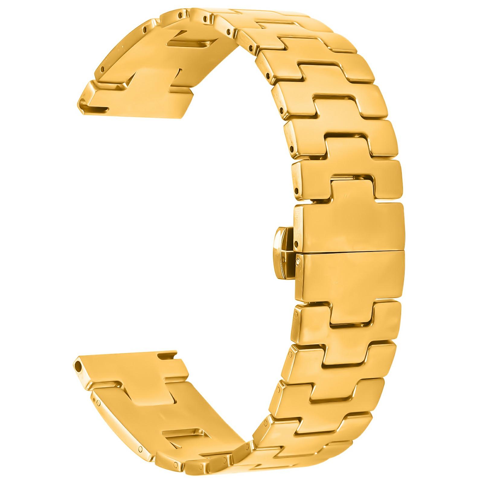 

For Samsung Galaxy Watch 46mm Replacement Strap H Type Metal Watch Band Gold
