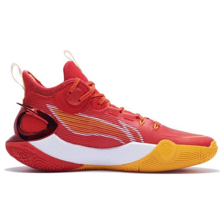 New LiNing SONIC 10 Ultra Cushioning Anti Slip And Wear Resistant Mid Top Basketball Shoes Bright Neon Red ABAS145-10