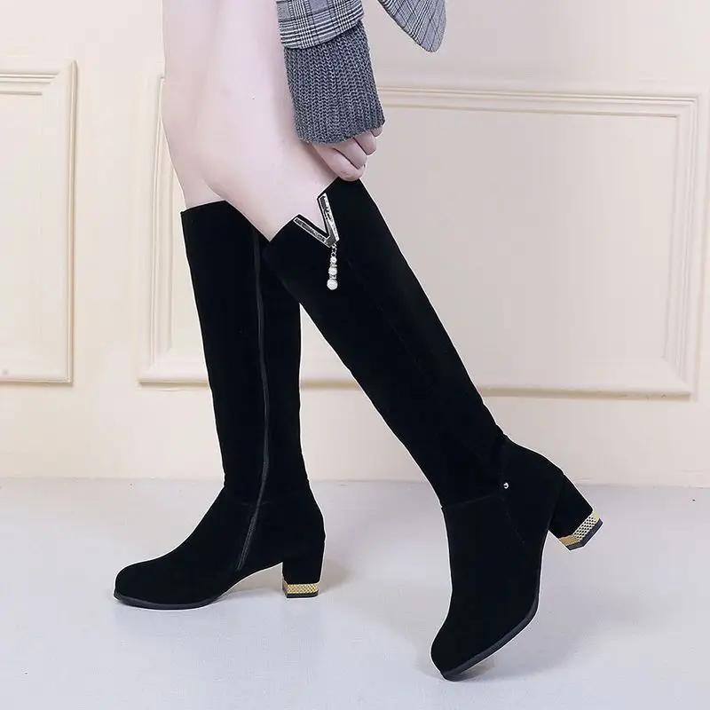 Fashion Pointed Toe Knee High Shaft Shoes Woman Large Size Warm New In Chic and Elegant Long Boots for Women on Promotion Work Offer Hot