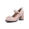 Fashion 2025 Women High Heels Cross Strap Mary Jane Pumps Party Wedding White Pink Black Bow Lace Beads Princess Cosplay Lolita Shoes