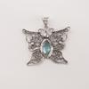Natural Sky Blue Topaz Gemstone 925Sterling Silver Designer Pendant 1.5" For Mother's Day Gift CP-41-8