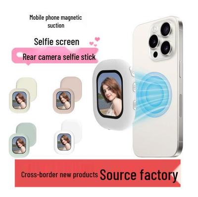 Compact Magnetic Selfie Display: Portable Wireless Screen Mirroring Device with Rear View Finder for Influencers
