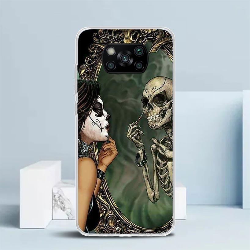Catrina Beautiful Rose Girl Skull Phone Case For Xiaomi Poco F7 Ultra X5 X6 X7 Pro M7 Redmi 15C 15 13C 13 12C 12 10C 10 10A 9 9C