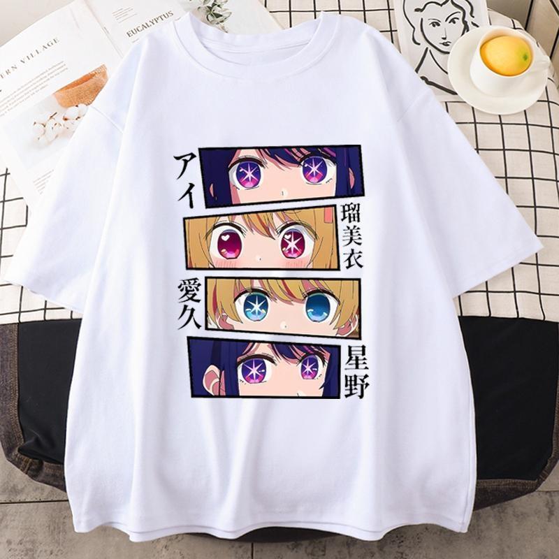 New Anime Eyes Graphic Print T Shirt Women Summer Casual Round Neck Loose Tees Streetwear Fashion Anime Harajuku T-shirts