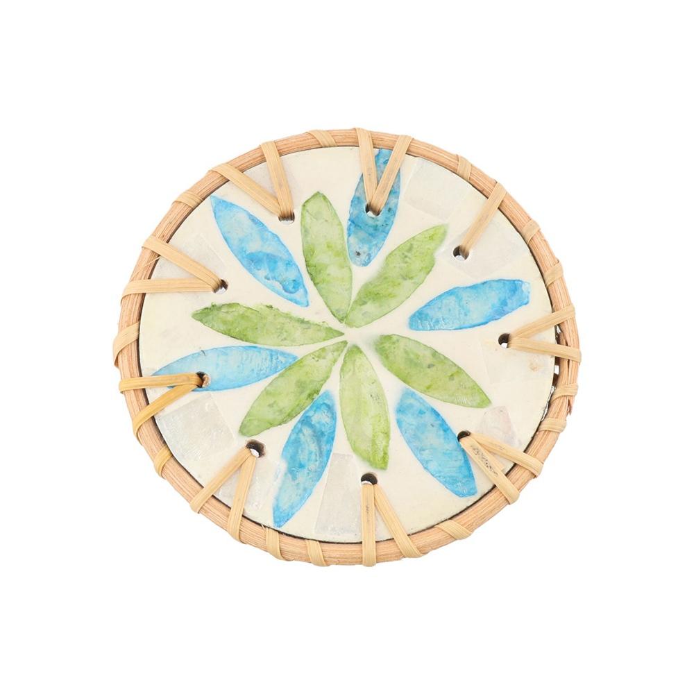 Colorful Seashell Cup Mat 10cm Coaster Insulation Pad Rattan Shell Cup Mat  Kitchen