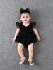 Baby Girl Cute Polka Dot Snow Fly Sleeve Mesh Skirt Black Triangle Jumpsuit