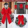 Rode Kerststrikken Buitendecoraties Grote Kerstboomtopstrik Velvet Krans met Glitter Gouden Rand Voordeurdecoratie