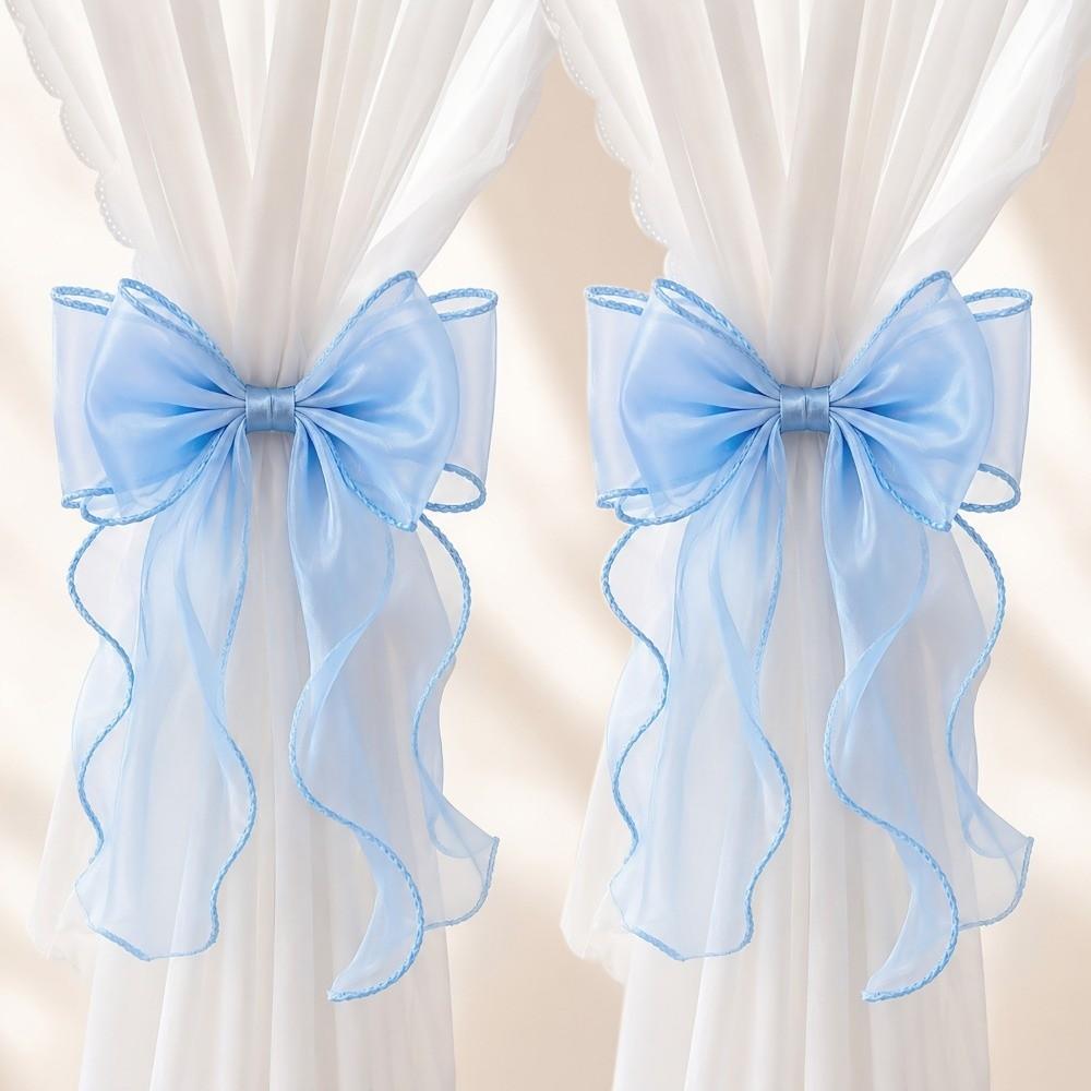 2PCS Mesh Shiny Bow Curtain Tie Home Decor Curtain Tieback Modern Curtain Clips  Bedroom