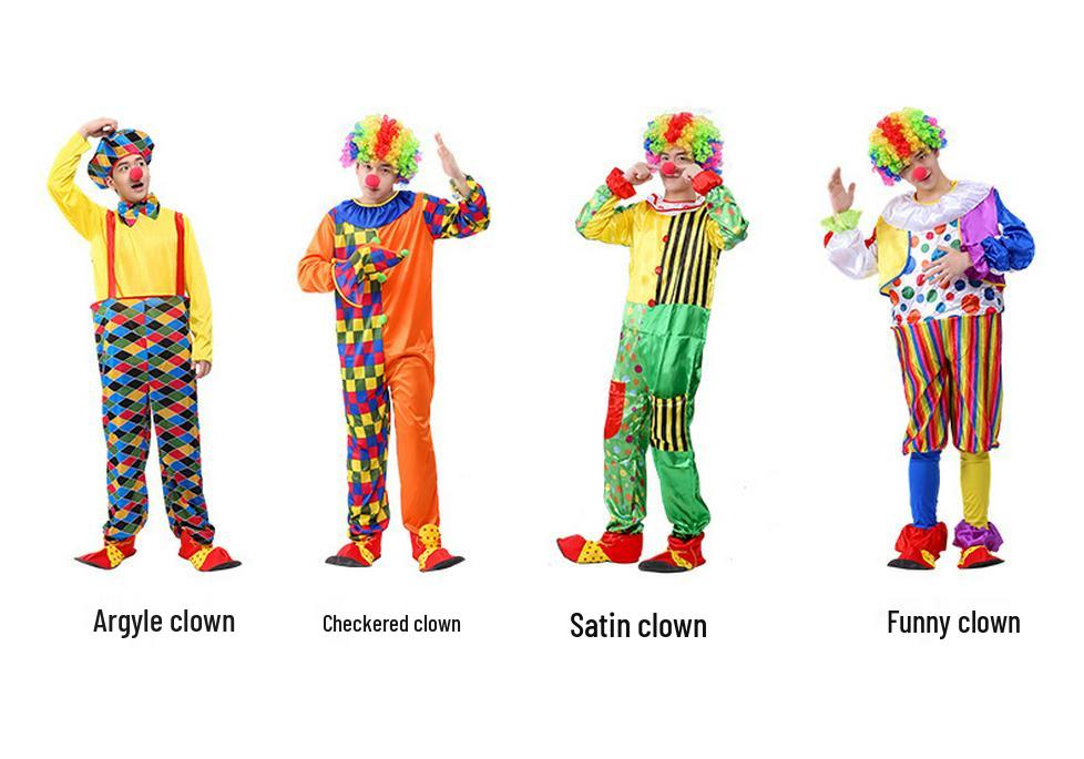 Halloween Clown Costume Set for Adults: Circus Outfit with Wig and Mask