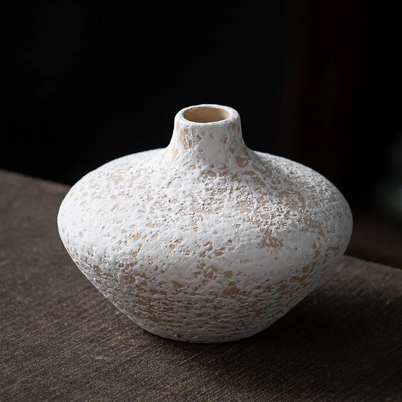 

Винтажная керамическая ваза из глины, ностальгический декор ручной работы для гостиной, тумба под телевизор, чайный столик, цветочная композиция, декоративный элемент 10.7 x 10.7 x 8.2cm