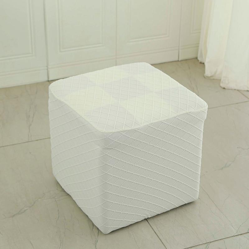 

Stool Cover Solid Color Dust-proof Elastic Stretch Square/Round Footstool Protector Cover Living Room Tea Table Ottoman Cover