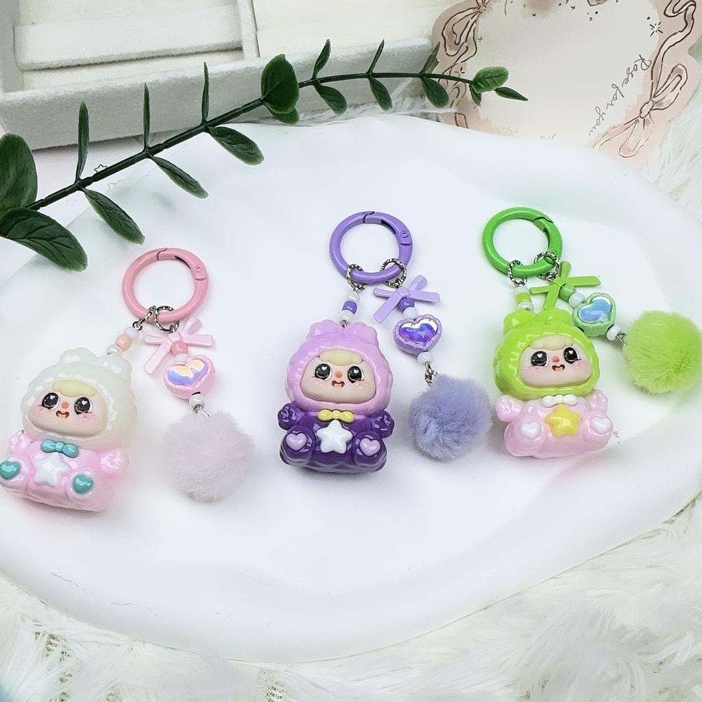 Bean Bag Cute Grain Sitting Doll Cartoon Schoolbag Pendant DIY Jewelry Resin Accessories Car Ornament Bag Keychain