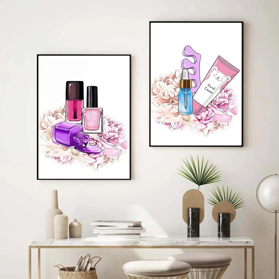 Fashion Nail Polish Eyelash Posters and Prints Beauty Salon Canvas Nordic Painting Wall Art Picture for Living Room Home Decor