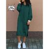 Autumn and Winter Fashion New Women's Sweater Robe Large Hooded Elegant Pocket Split Warm Hoodie Long Dress