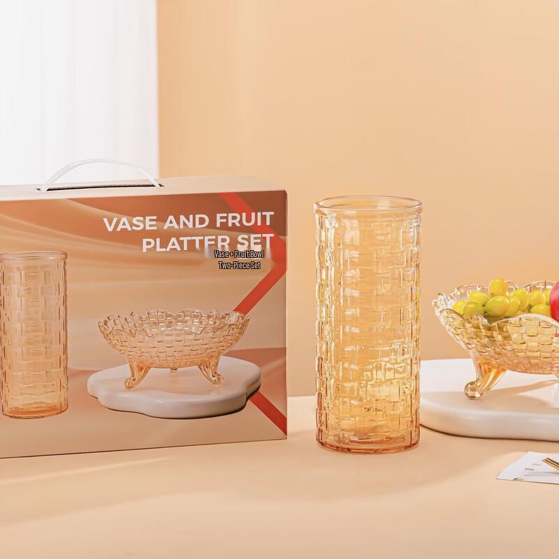 

YiLiWu Simple Fashion Glass Vase & Fruit Plate Set