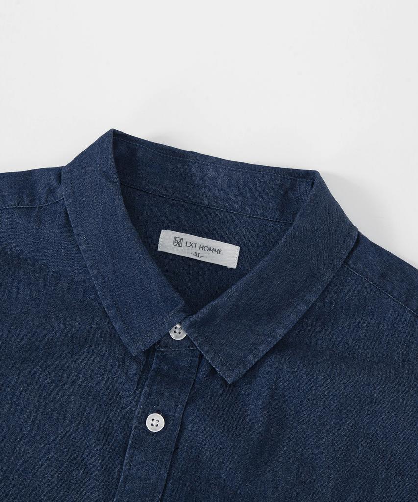 LXT Straight Cotton Longline Denim Shirt [Dark Indigo]