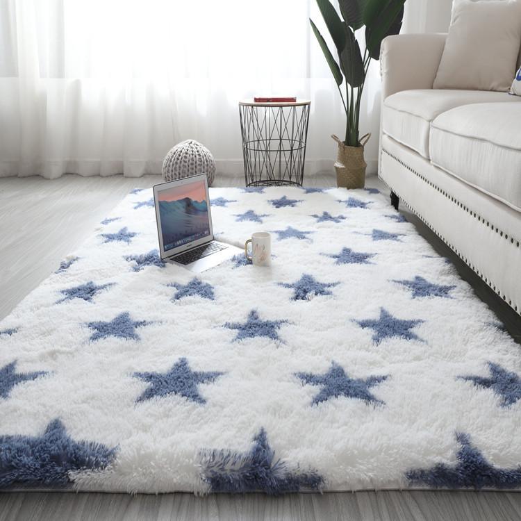 

MAITA Радужные пушистые ковры Противоскользящий ворсистый коврик для столовой Коврик для пола Главная Спальня 40*60cm синий/белый