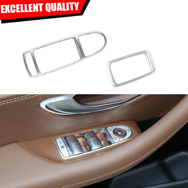 For Mercedes Benz S-Class W222 Window Adjustment Panel Electroplating Strip Lift Switch Panel Silver Decorative Frame For S400