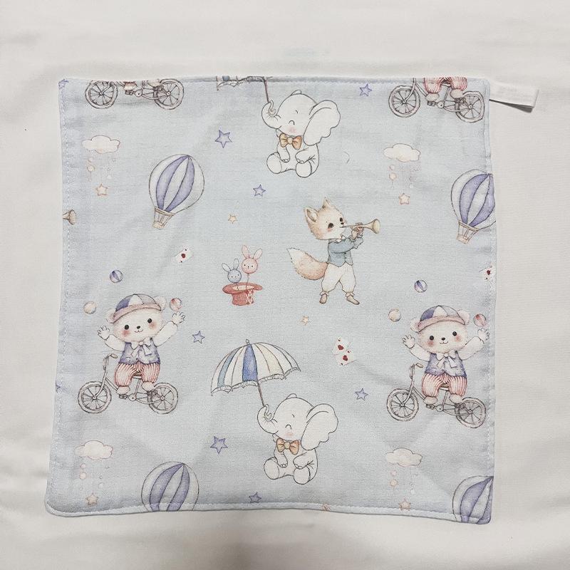 Cartoon Print Four-Layer Gauze Baby Bibs & Soft Face Towels 27*27 cm