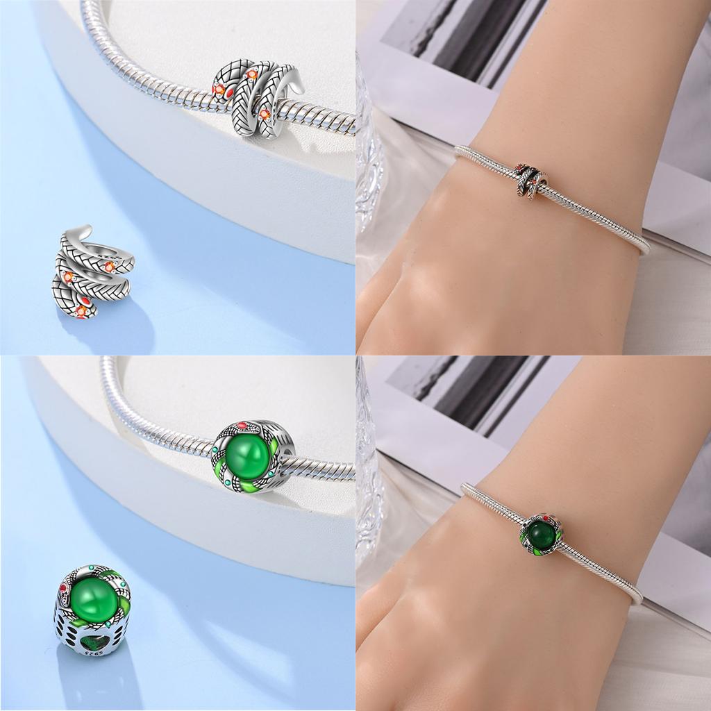 Winter Newcopper Chinese Wind Snake Series Charms Fit Original 4Mm Aperture Bracelet Charm Beads Diy Female Jewelry