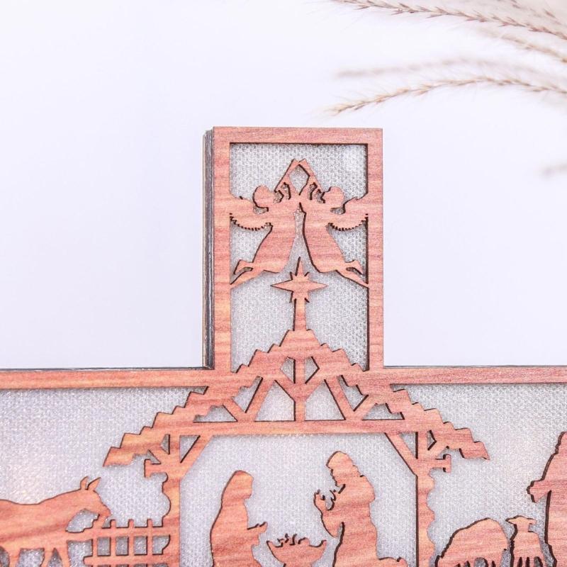Wooden Cross Holy Cross Tabletop Cross with Base Standing Christ Catholic Cross for Home Decor Christmas
