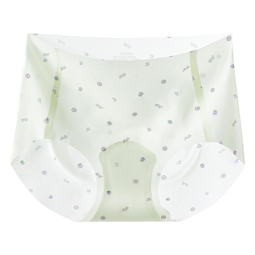 Ultra-thin Pastoral Ice Silk Seamless Quick-dry Underwear for Women - Antibacterial, Bare Feel, Summer Style with Print Design.
