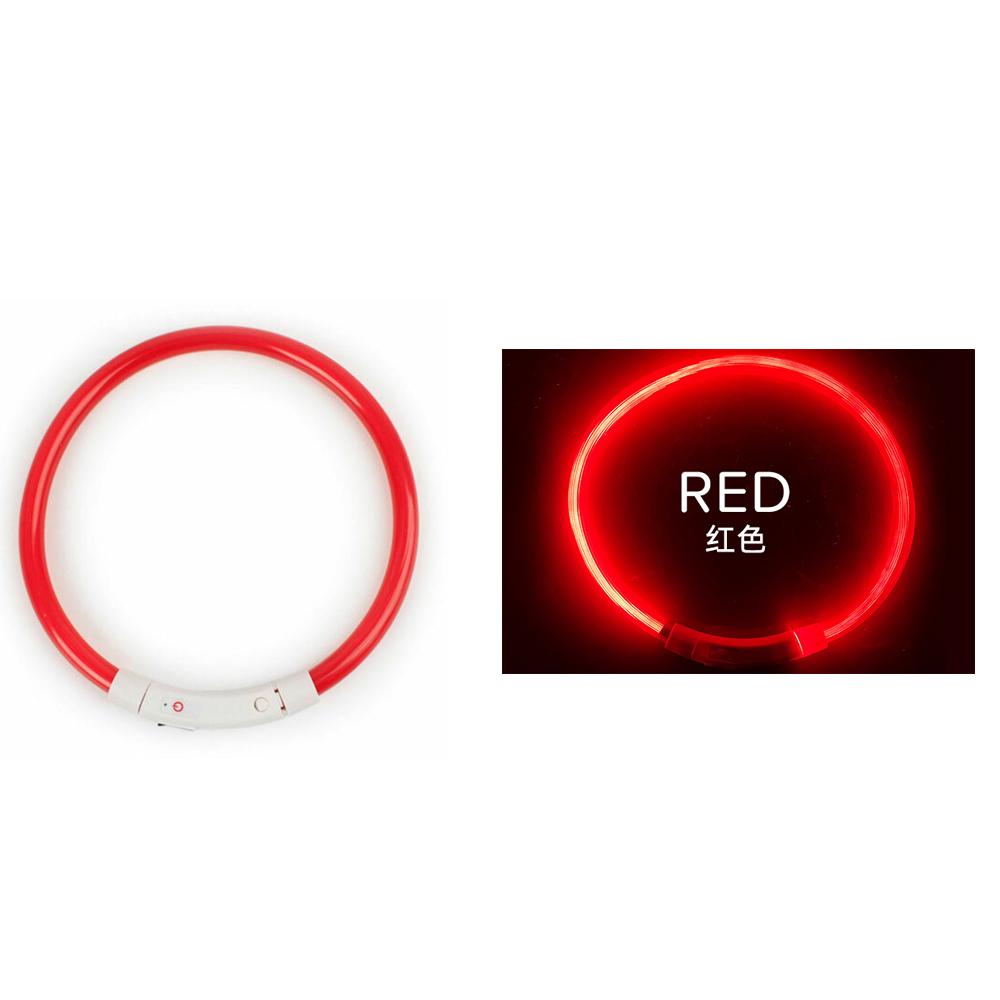 Led Glowing Dog Collar 3/Light Modes Luminous Night Charge Light 50Cm Prevention Pet Rechargea Safety Flashing Glow Dc5V Usb Red