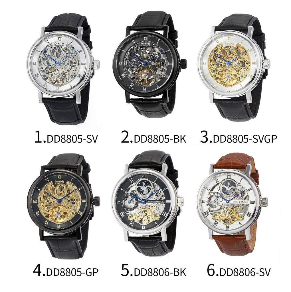 Daniel Douglas DANIEL&DOUGLAS Automatische Skelett Herrenuhr, Braun, Modell DD8806 (DD8806-SVPG)