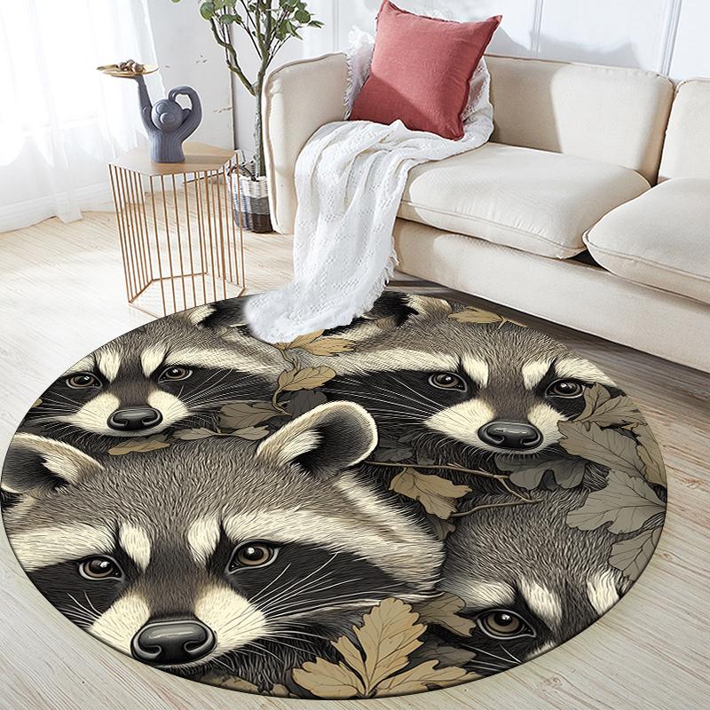 

Raccoon pattern round rug,Carpet Rug for Living Room Bedroom Playroom ,Non-slip Floor Mat,Holiday Gifts and Birthday Gifts. 80cmx80cm