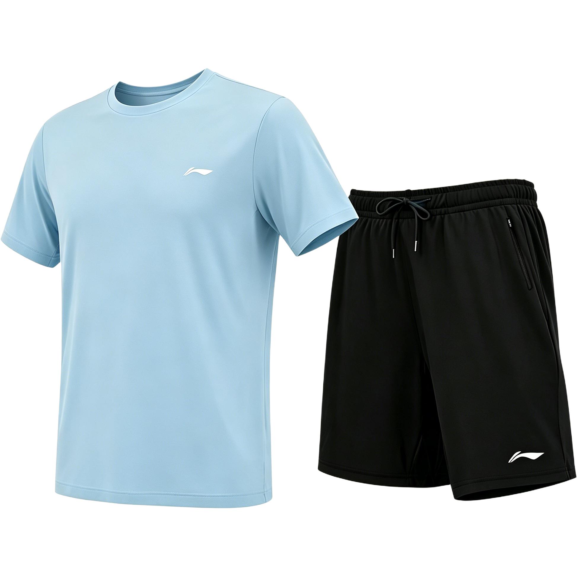Li Ning Простой освежающий летний уличный повседневный легкий прохладный спортивный костюм Унисекс костюмы YATW073-2 S
