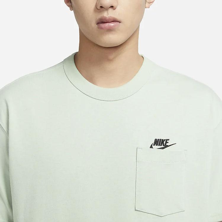 Nike Solid Color Pocket Crew Neck Loose Short Sleeve T-Shirt Men Tops Aqua-Blue DQ9296-017