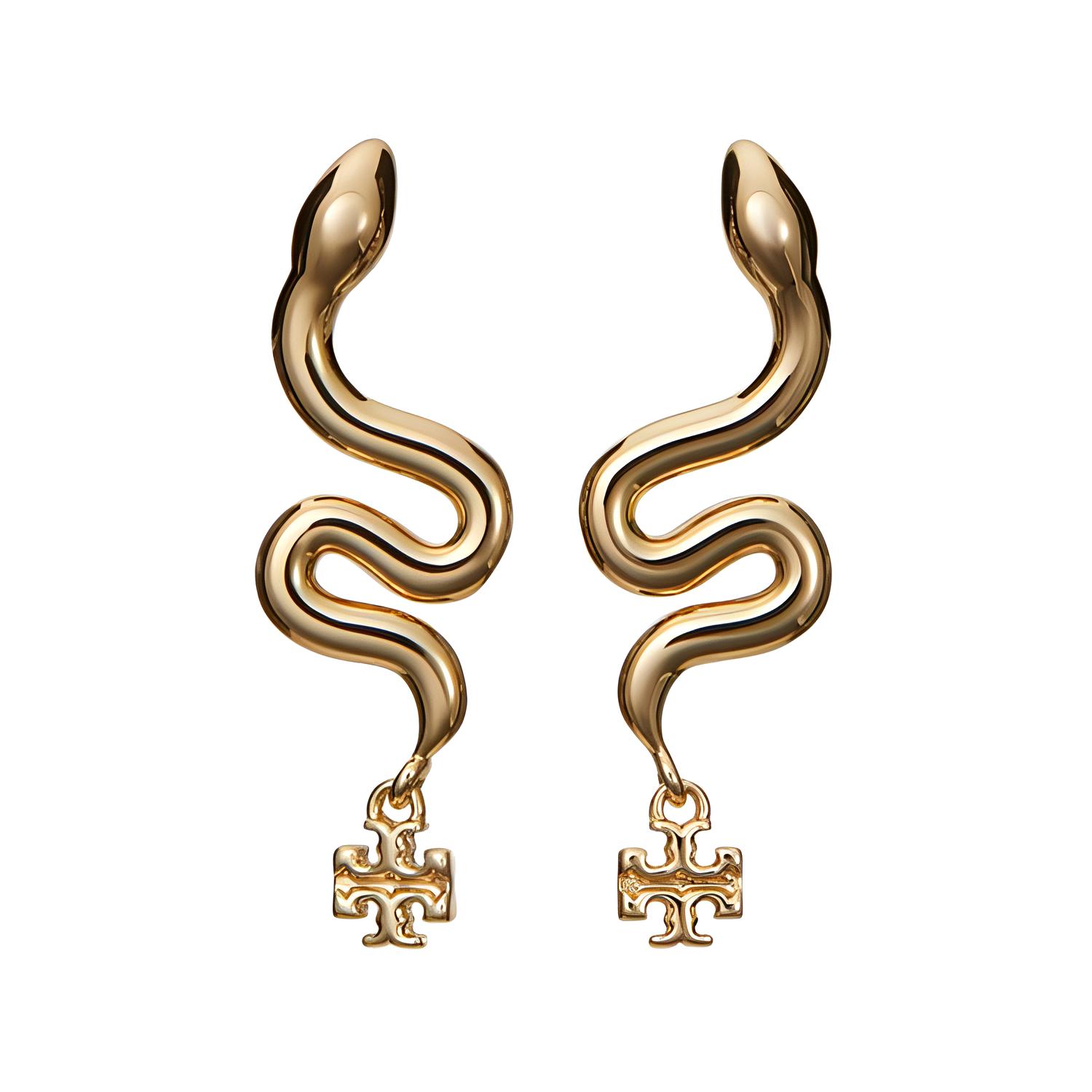 Tory Burch Logo Detail Brass Earrings Unisex Earrings Gold 161078-720 F,Gold