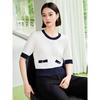 JUZUI Women's 2024 Autumn Contrast Acetate Knit Top JWEQ31202