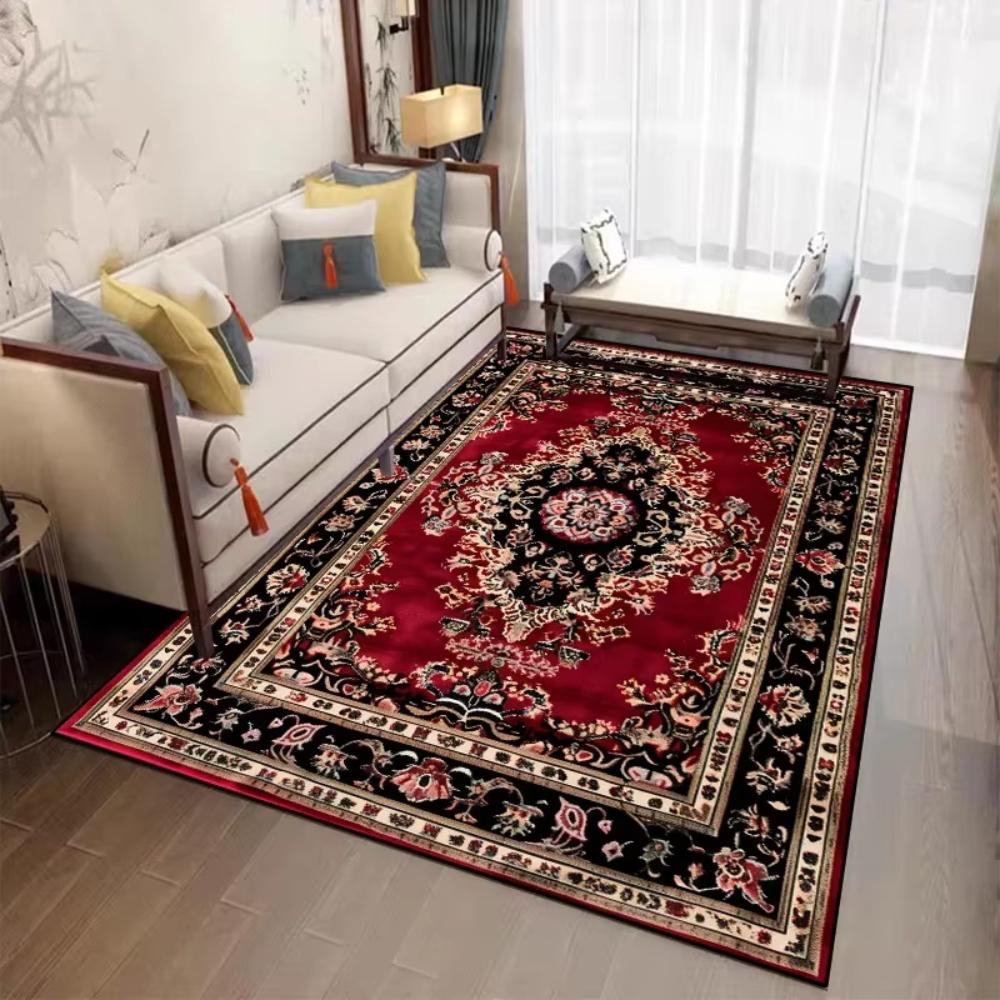 Red Persian Printing Carpet for Living Room Decor Sofa Area Floor Mat Bedside Area Rug Balcony Kitchen Table Mat Welcome Rug
