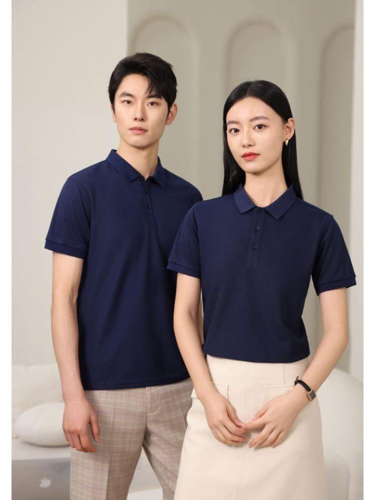 Oddychające Wygodne Bluzki Styl Casual Koszule Jednokolorowe Męskie i Damskie Koszule z Krótkim Rękawem z Klapami Letnia Odzież Robocza T-shirt YG-920J