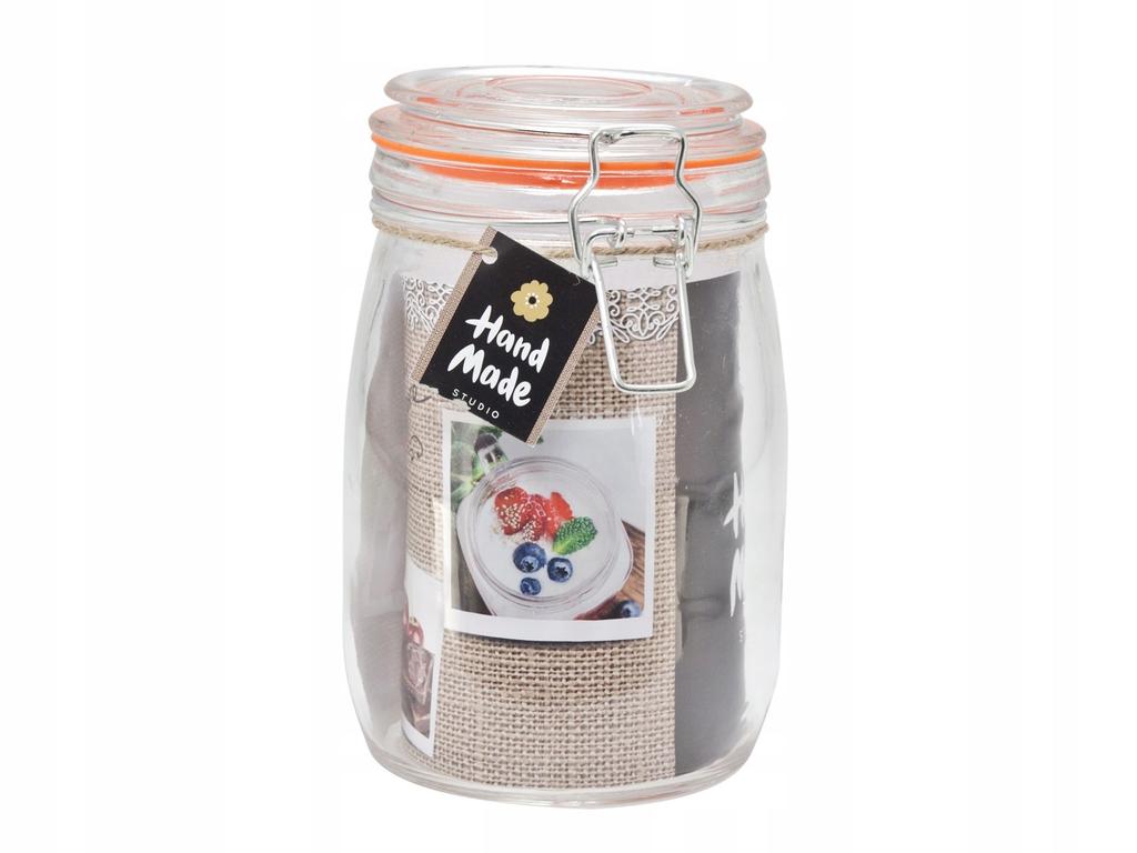 Patent Jar Glass Kitchen Container With Clip Seal 1L