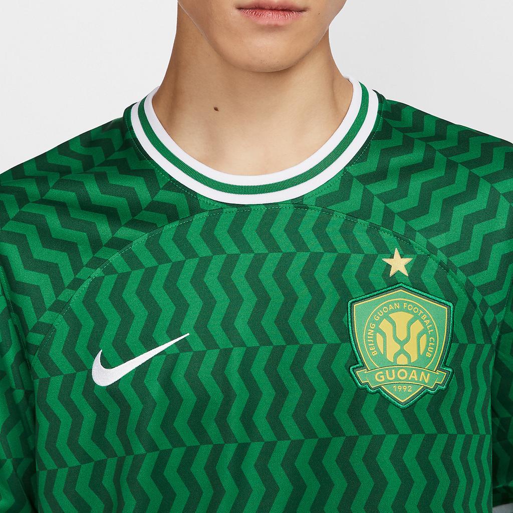 Nike Dri-Fit Logo Badge Pattern Pullover Casual Sports Short Sleeve Football Shirt Men Tops Light-Green HF7422-302